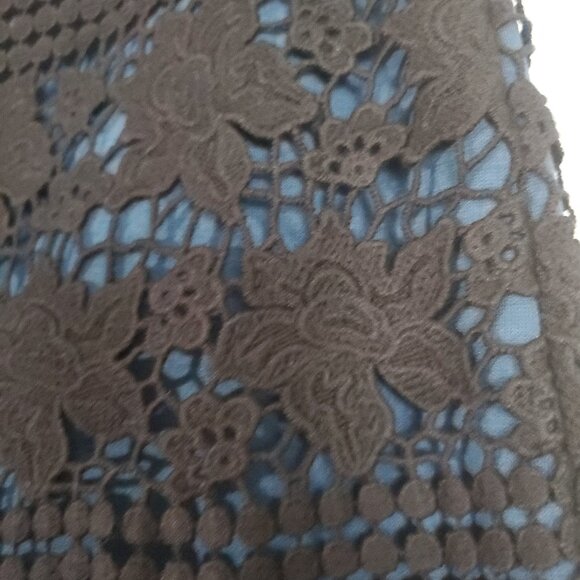 Ann Taylor Loft Skirt 0 Black Blue Floral Crochet Feminine Classic Timeless - Picture 4 of 12